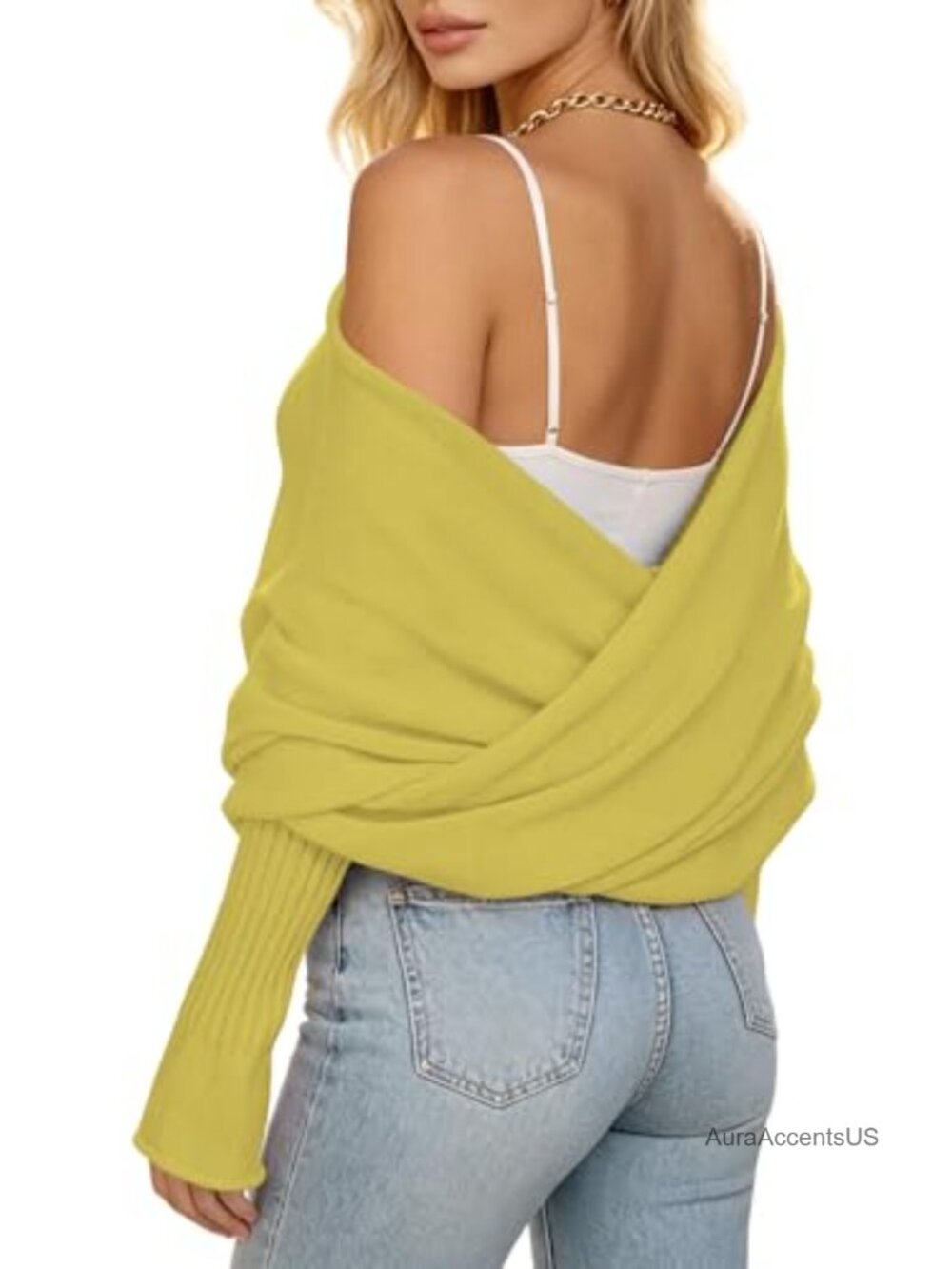 Sweater Shawl Wrap Criss Cross Knit Bridal Shrug Bolero Scarf